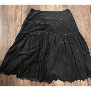 Y2K Faux Suede Embellished Made In France Skirt sz 10